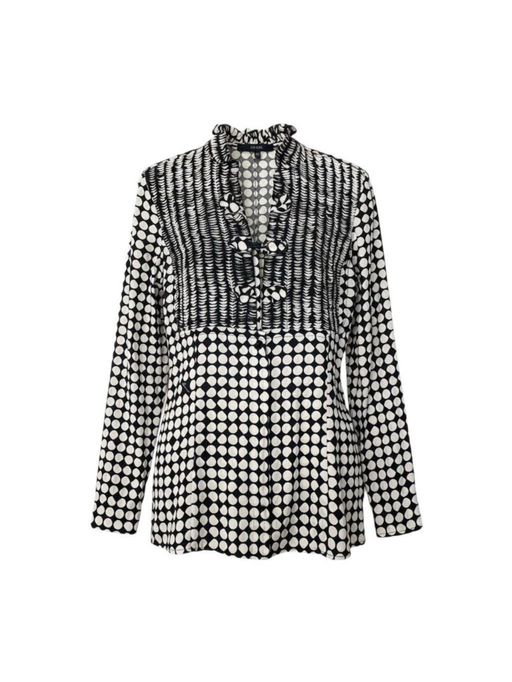 Gucci Tom Ford Era Y2k Dot Pattern Blouse Top White Black Silk 42
